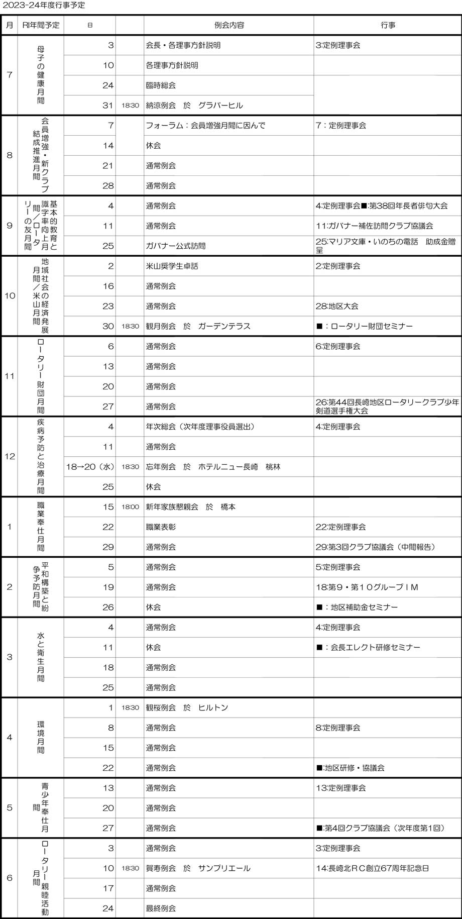 行事予定